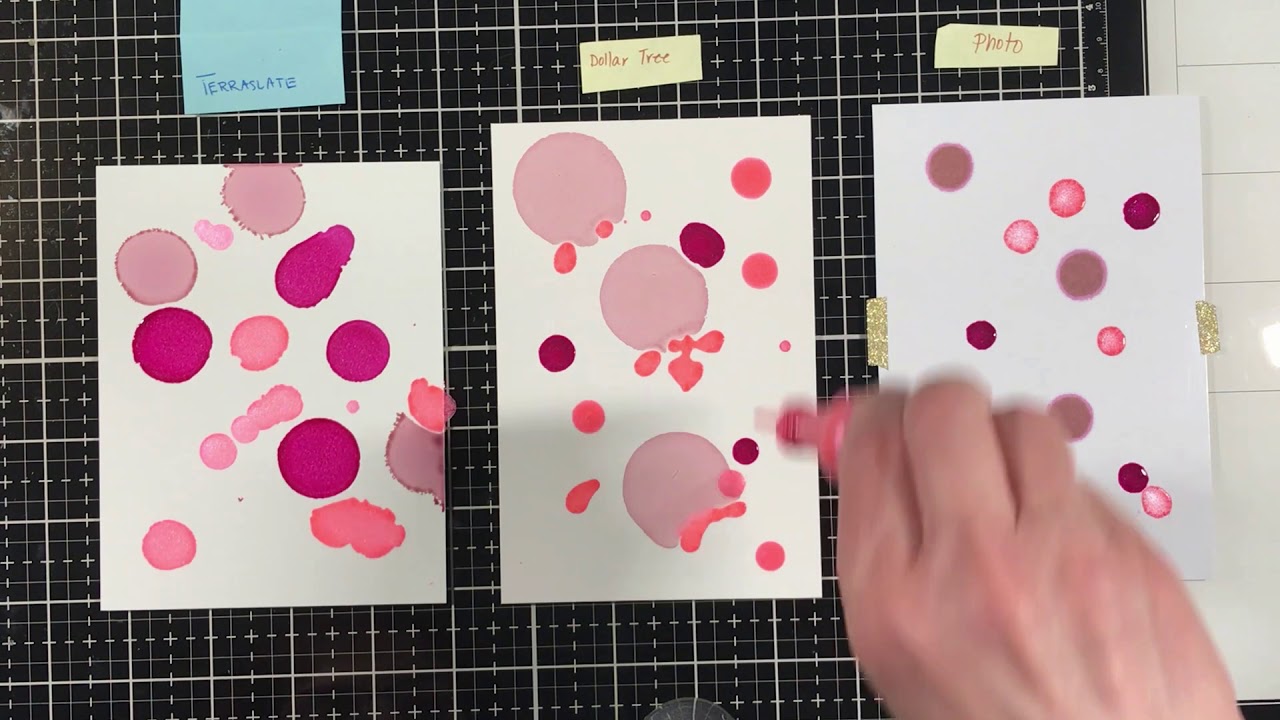 Alcohol Inks & Alcohol Pearl - Comparing terraslate, yupo and poster board