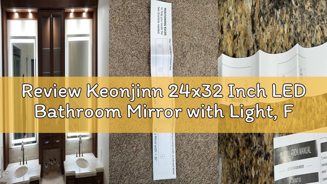Review Keonjinn 24x32 Inch LED Bathroom Mirror with Light, Frontlit & Backlit, Lighted Mirrors for B