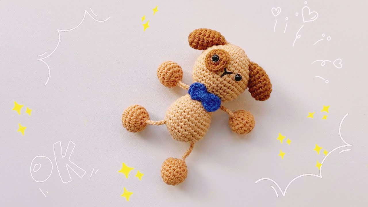 How to Crochet the Cute Dog🐶-Crochet Amigurumi Keychain-Animal Crochet Tutorial