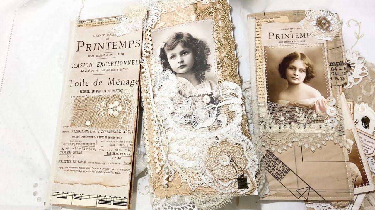 *Sold* Vintage & Antique lace Glassine bag Junk Journal