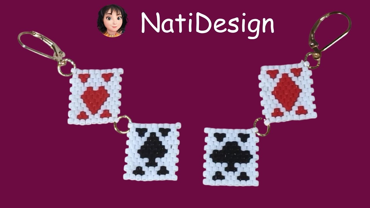 ARETES ASES DE POKER EN MOSTACILLA🎄🪄 POKER ACE EARRINGS IN SEED BEADS