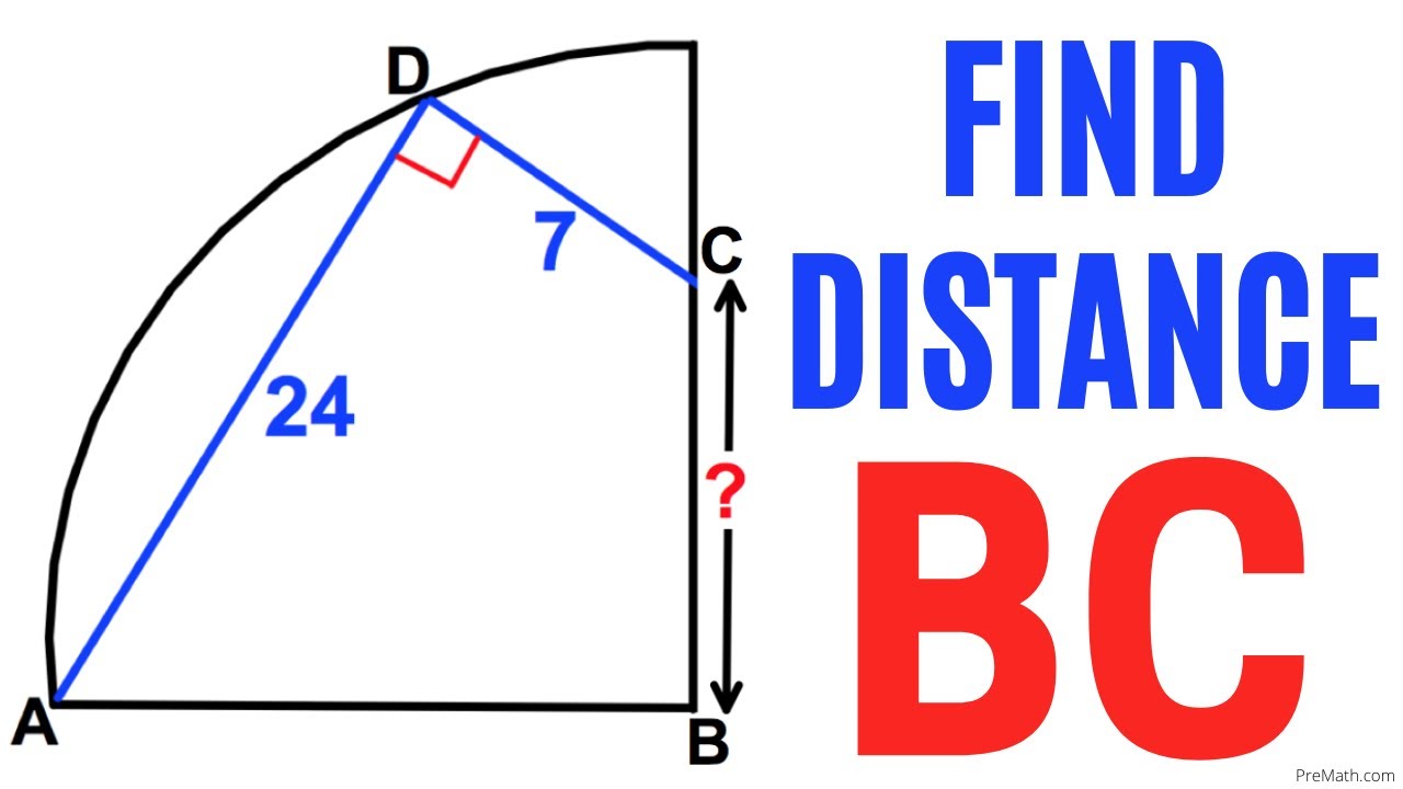 Find the Distance BC in this Quarter Circle | Step-by-Step Tutorial