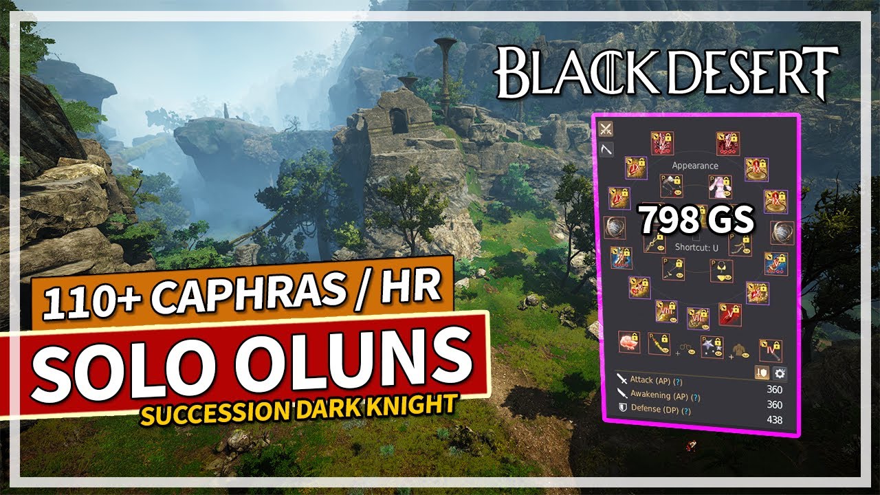 110+ Caphras Hour Soloing Oluns - Succession Dark Knight | Black Desert
