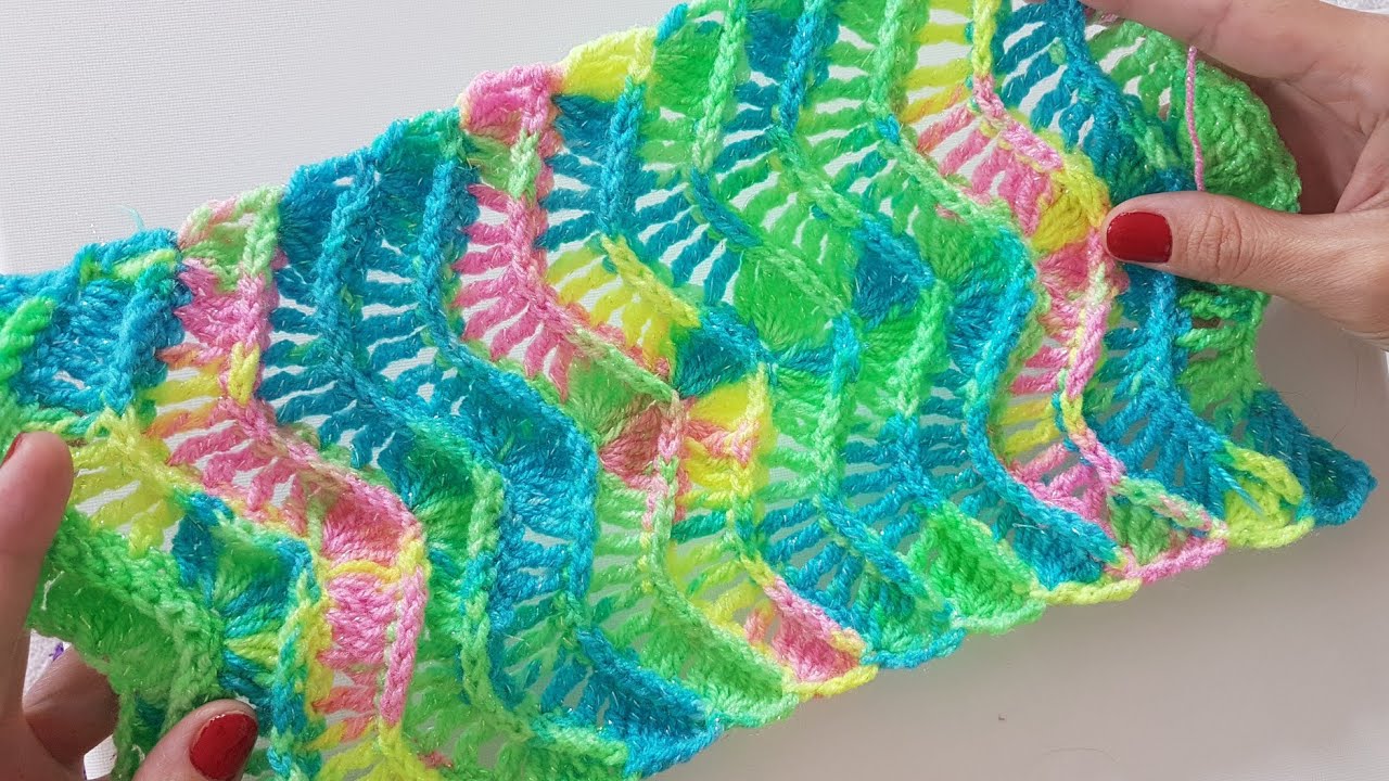 Kabartmalı Zigzag Atkı / Battaniye / 3D Wavy Scarf /Blanket ( Created by @crochetbyellej)