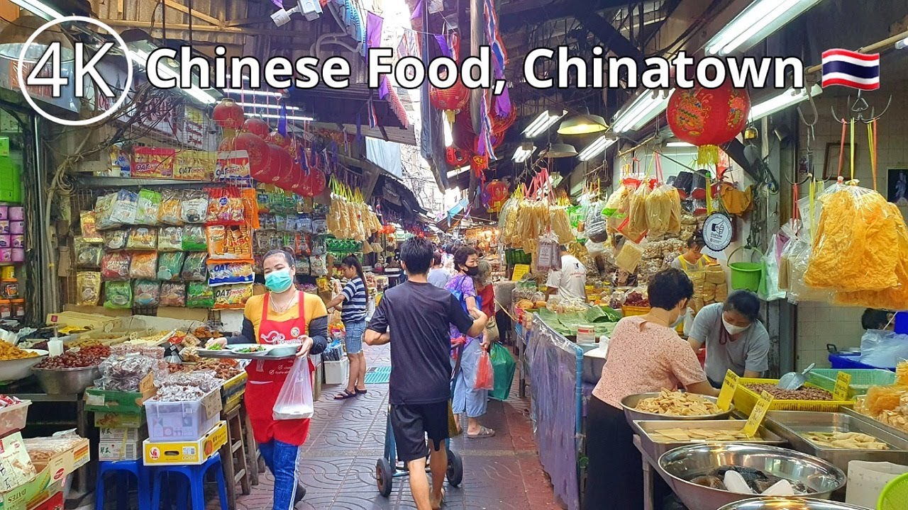 [4K] Walking Chinese Street Food Market in Bangkok, Thailand