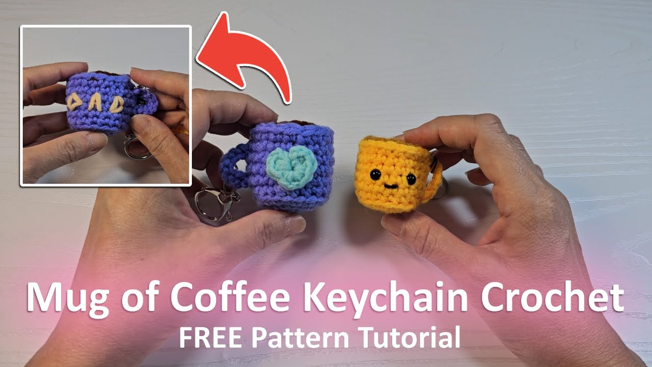 How To Crochet Mini Mug of Coffee Keychain Perfect For Dad! ☕ Easy Free Crochet Pattern Tutorial