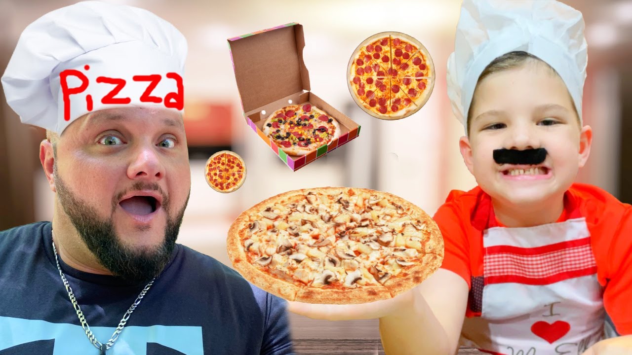 PIZZA PARTY With CALEB and DAD! 🍕Learning To Cook Pepperoni Pizza at the CALeB's BEST RESTAURANT!