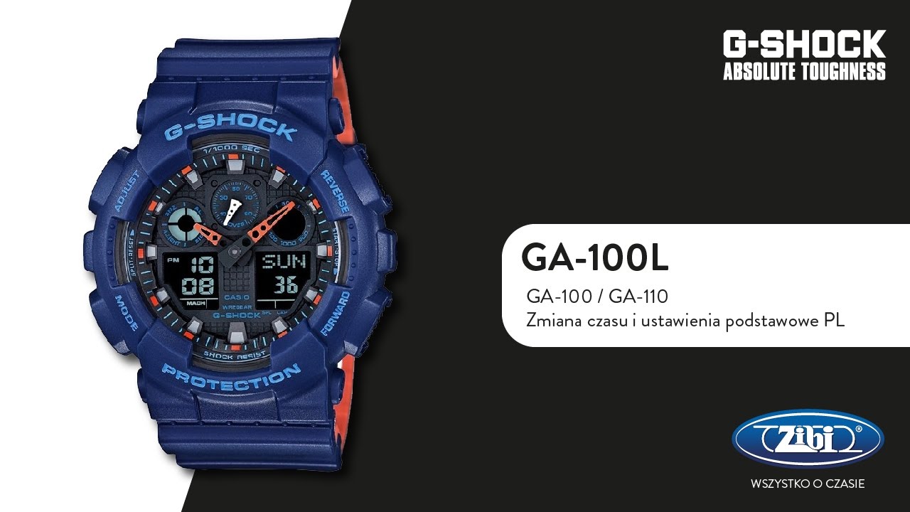 G-SHOCK GA-100 zmiana czasu i ustawienia podstawowe PL