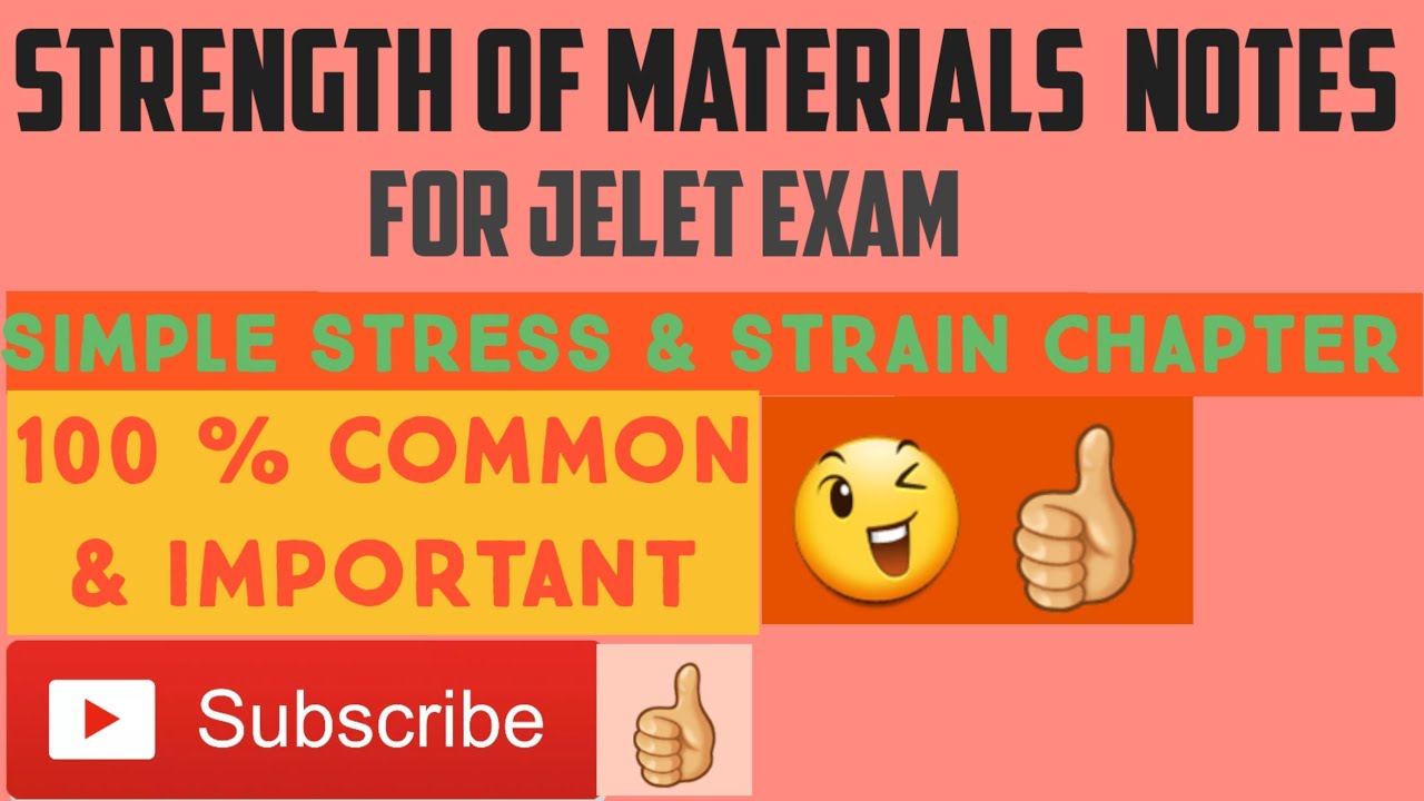 # #S.O.M   #100 % common in # JELET suggestive questions Stress & strain chapter #JELET_ EXAM #2020