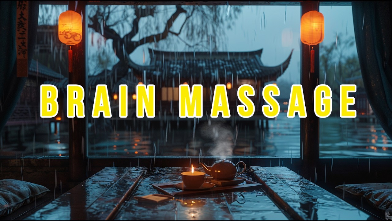 Oriental Zen Atmosphere: Rain on Window & Chinese Calligraphy | Work/Study Background