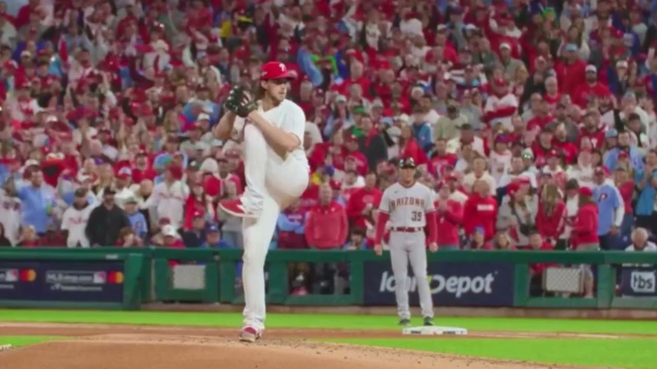 Aaron Nola Slow Motion Pitching Mechanics Baseball Throwing Instruction Video Analysis Tips