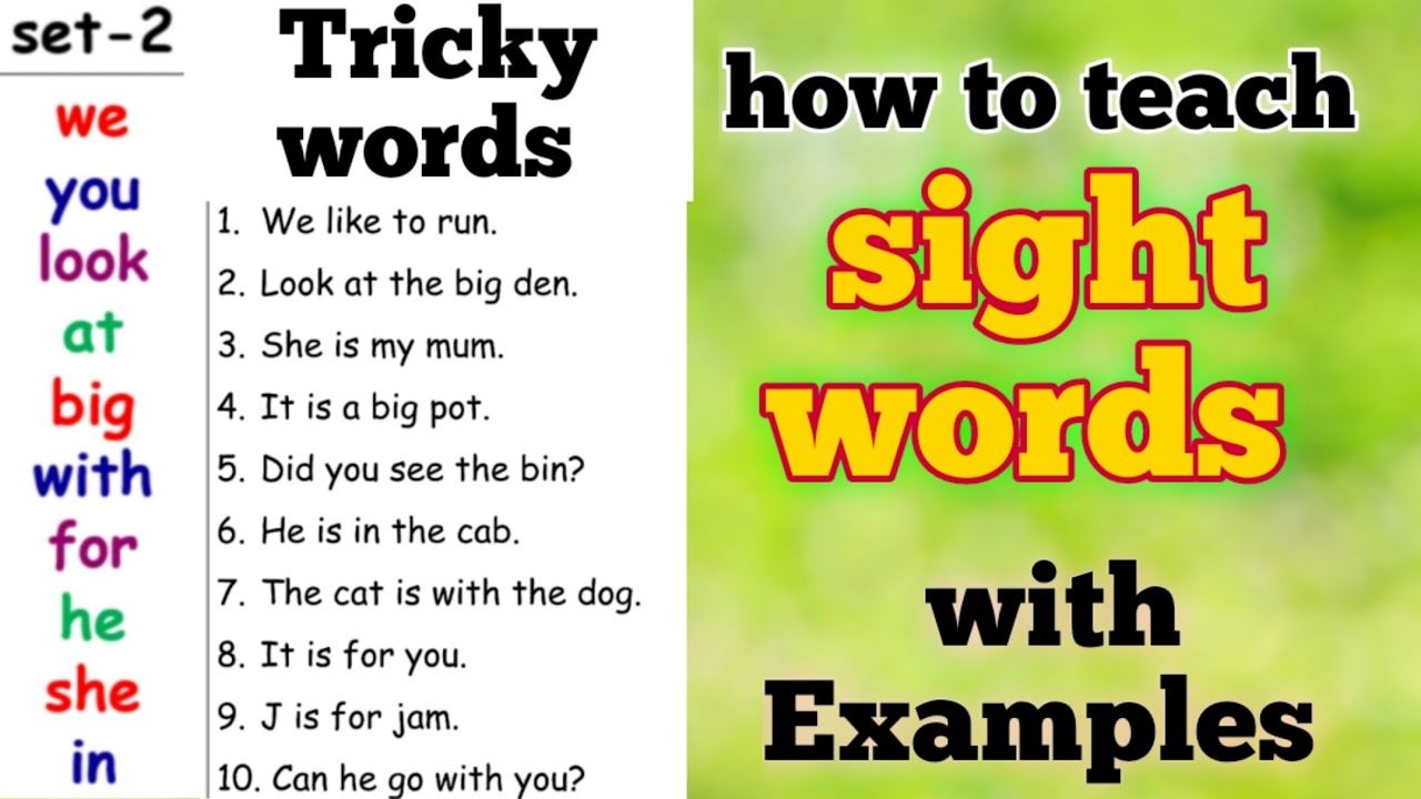Tricky words with sentences | sight words | high frequency words