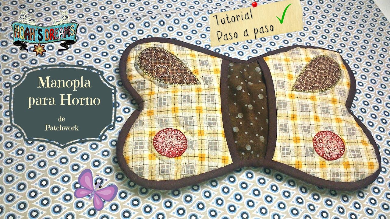 Manopla de cocina. Tutorial de patchwork en espa&ntilde;ol paso a paso. Patchwork f&aacute;cil para la cocina.