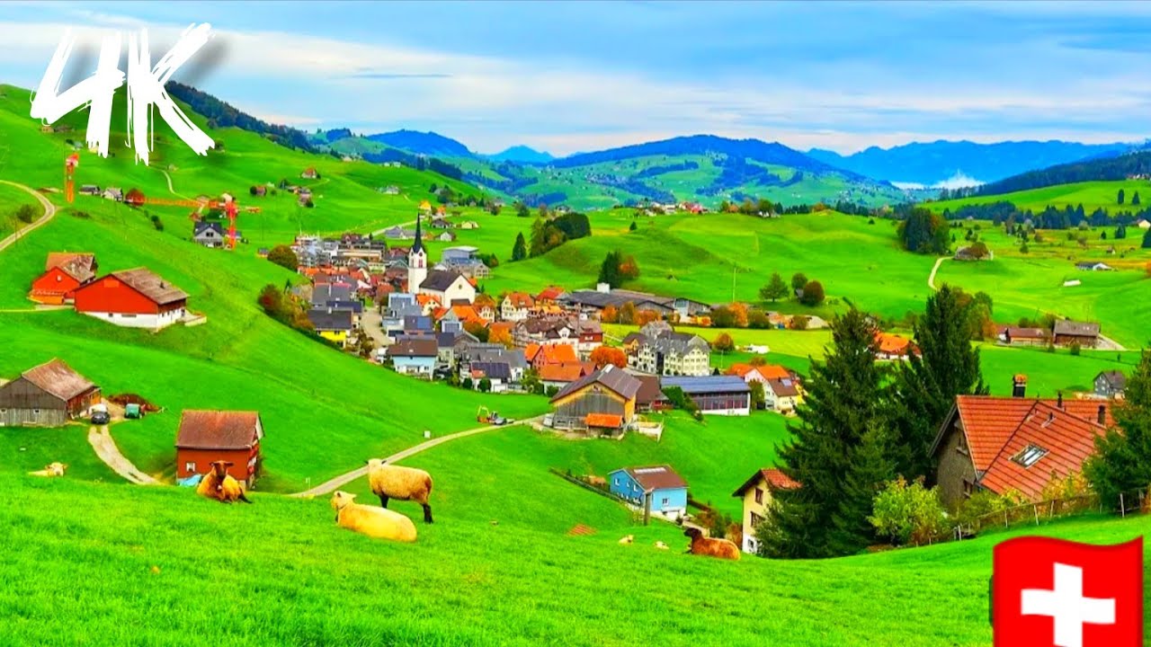 Switzerland Countryside - Heavenly beautiful Swiss villages - Relaxing Walk