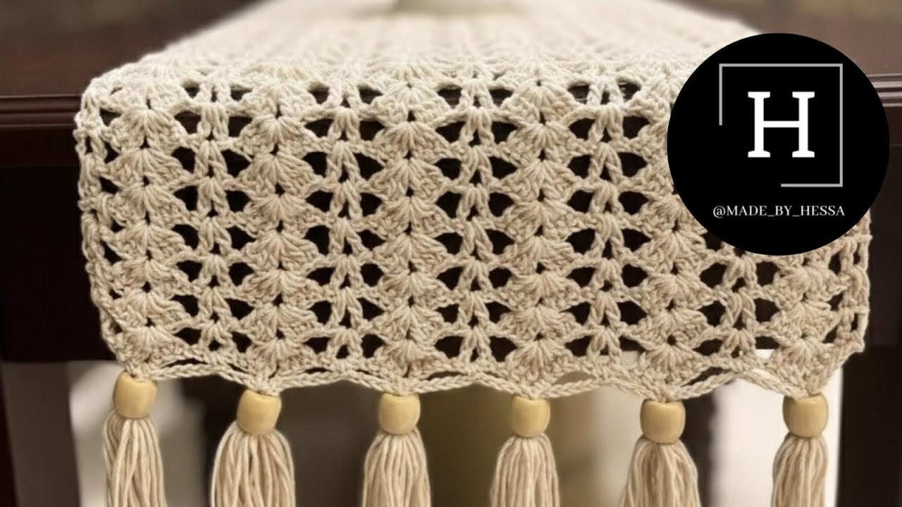 مفرش الملكي مستطيل كروشيه - Beautiful rectangular tablecloth crocheted