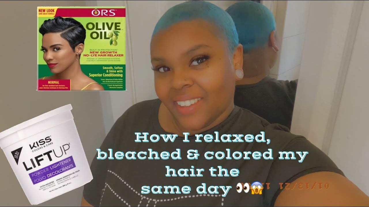 Relaxing, Bleaching & Coloring my hair the same day using ORS relaxer & Kiss Lift Up Powder