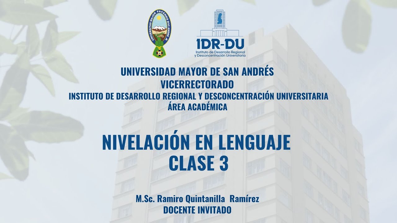 Nivelación en Lenguaje - Clase 3 - Beca Provincial 2026 IDR-DU UMSA