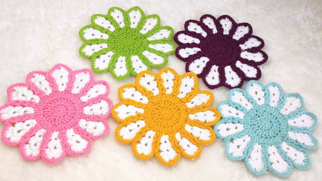 CROCHET FLOWER CUP AND MUG COASTER EASY TUTORIAL! EASY CROCHET COASTER PATTERN!