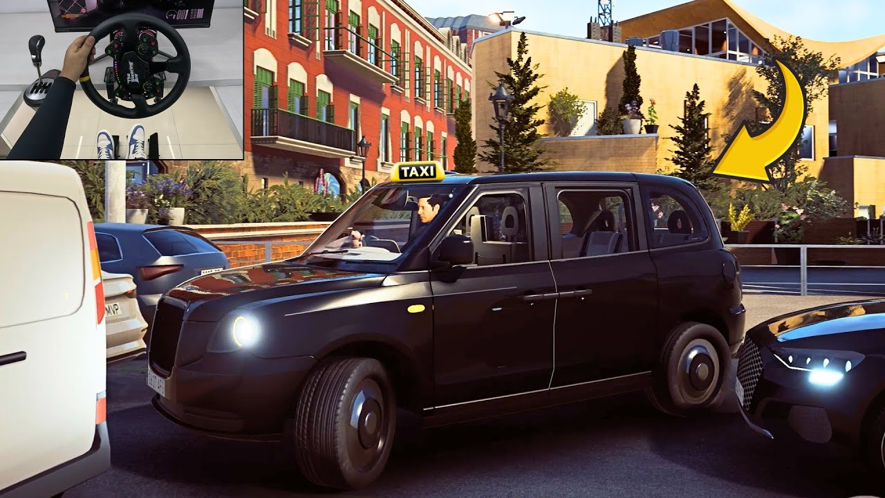 Taxi Life - Maneuvering Through Heavy Traffic in New Update Black Cab DLC | Steering Wheel Gameplay