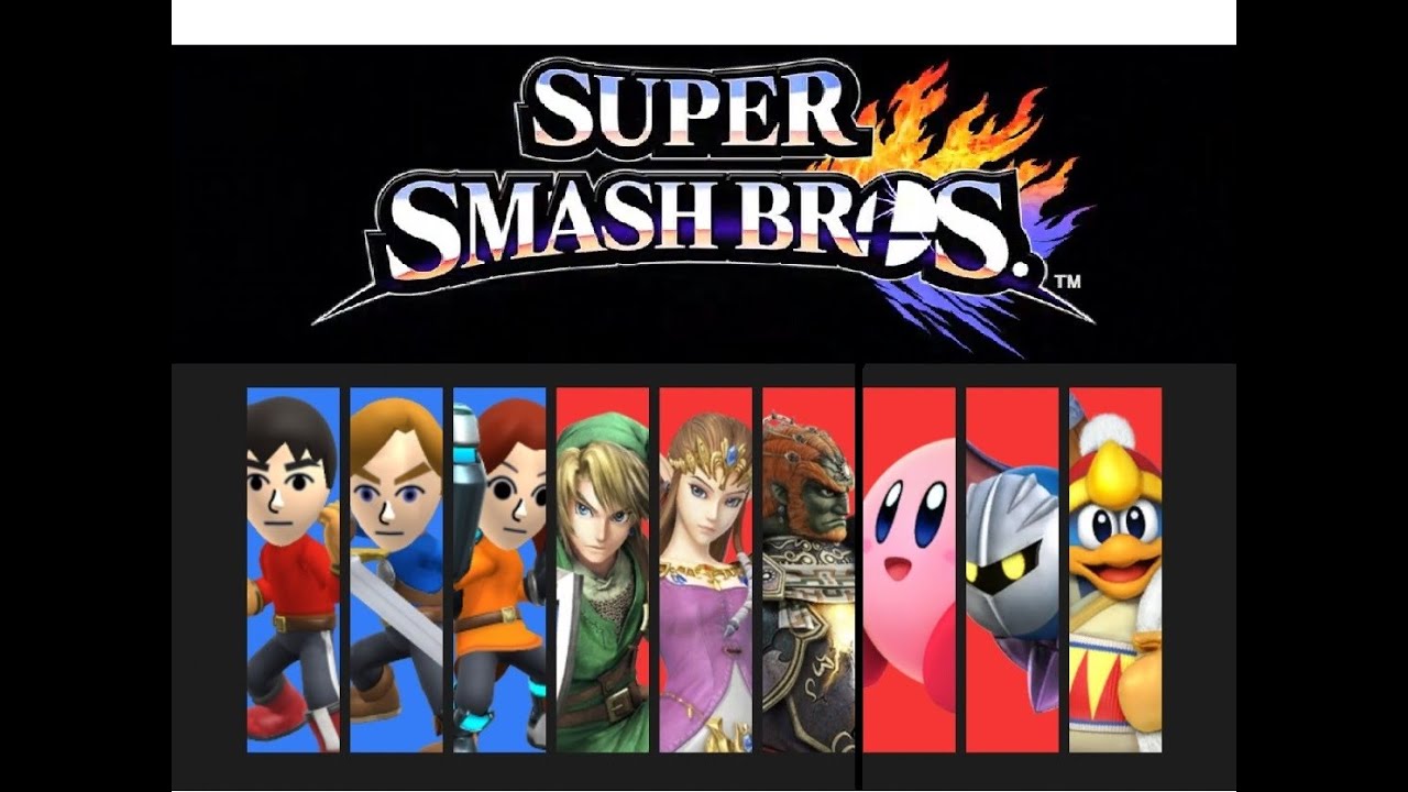 Super Smash Bros 4 Mii Fighters - (Blue team) vs Legend of Zelda & Kirby (Red team)