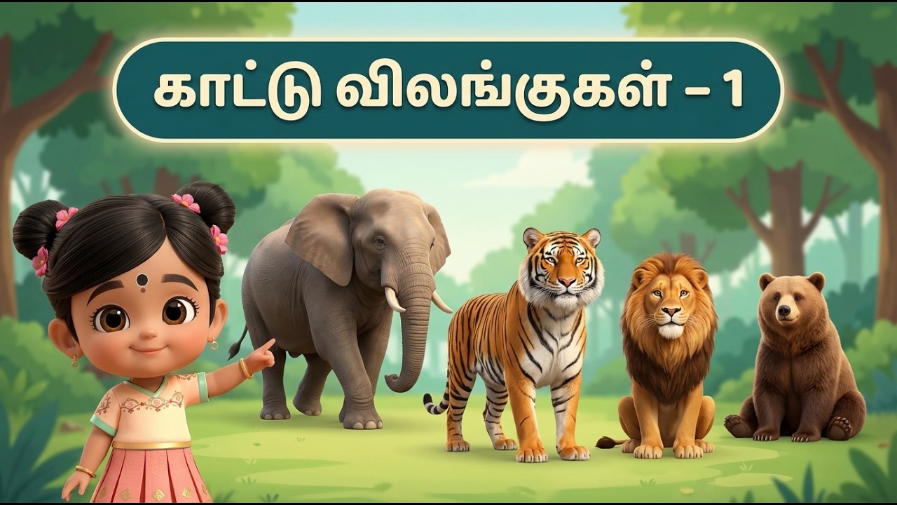 காட்டு விலங்குகள் – 1 🦁🐘🐯🐻 | யானை சிங்கம் புலி கரடி | Wild Animals Tamil | LittleBellsTamil