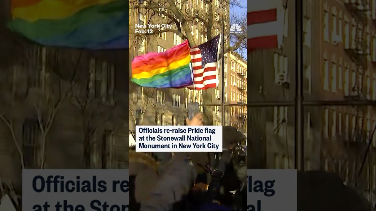 Officials re-raise Pride flag at the Stonewall National Monument in New York City