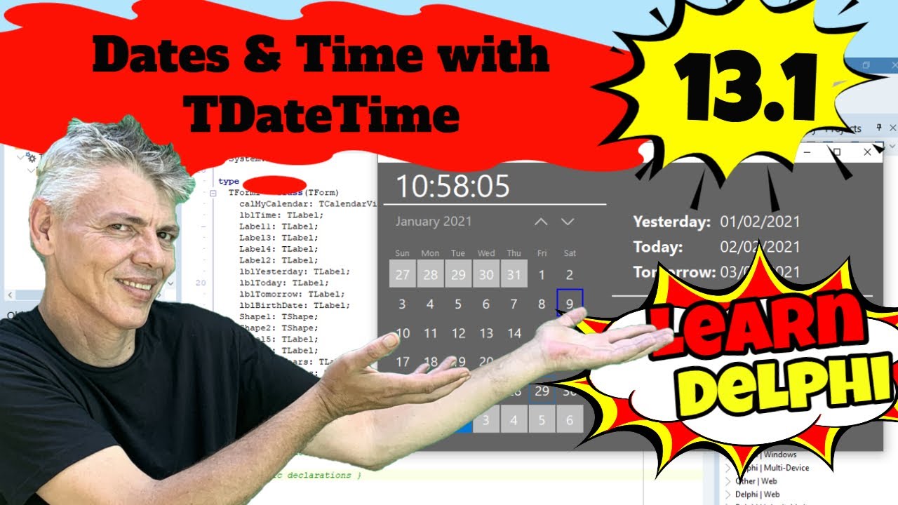 Learn Delphi Programming | Unit 13.1| Dates and Time with TDateTime | TTimer | System.DateUtils