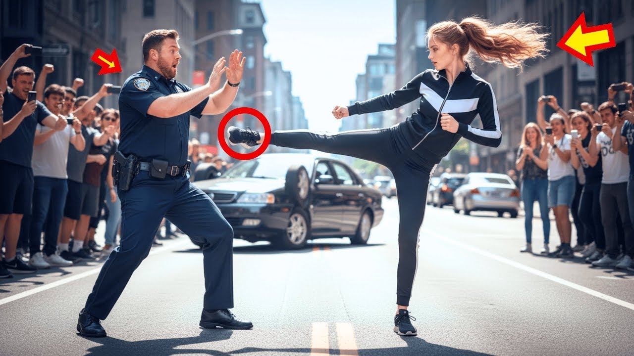 Un policier frappe une fille en public — la vidéo qui a détruit sa carrière 🚨🔥