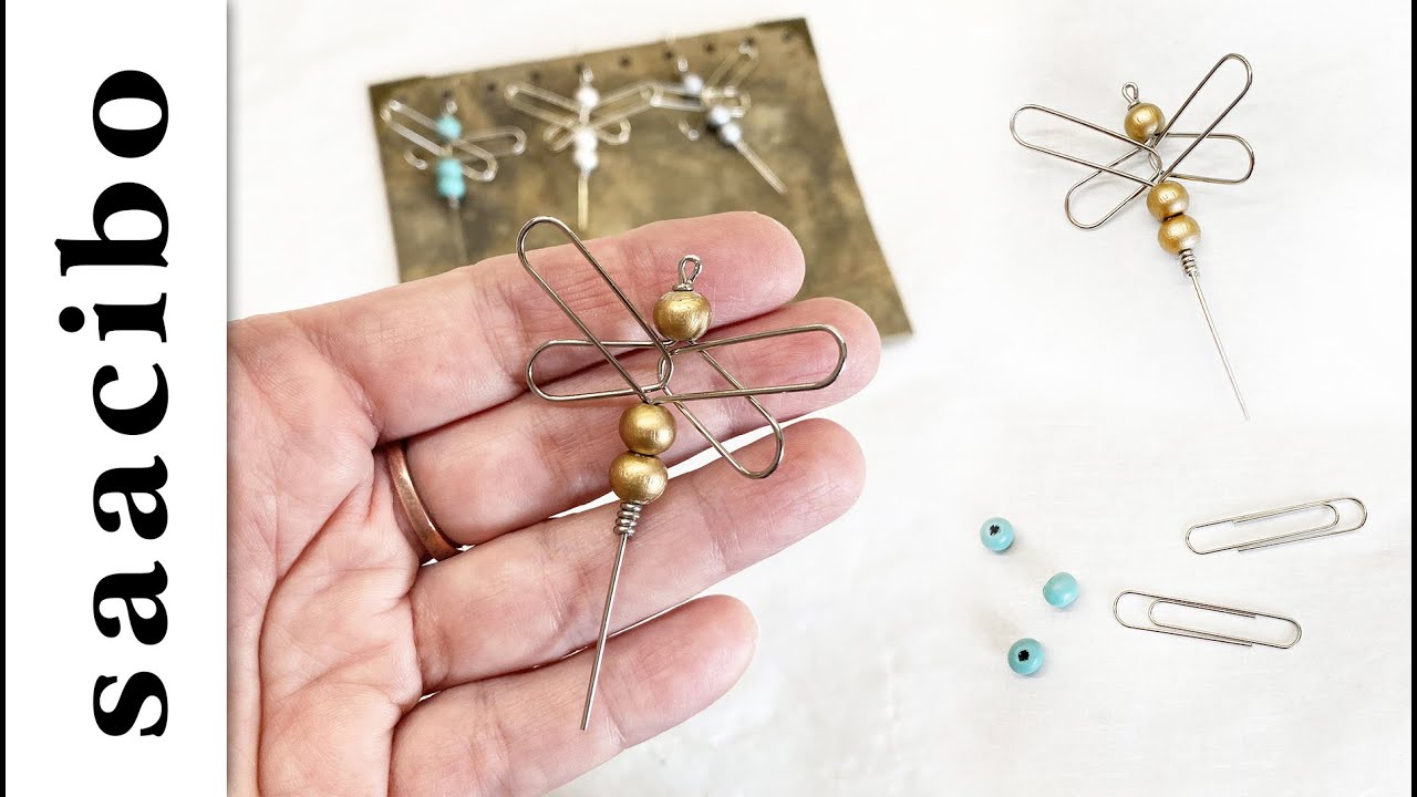 Dragonfly Charm With 2 Paper Clips & 3 Beads Step By Step 