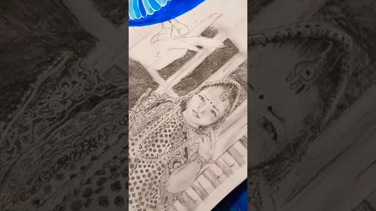 Beautiful PAHADI girl portrait🌿 | Kumaoni Cheli traditional drawing #pahadi #artist #viral #trending
