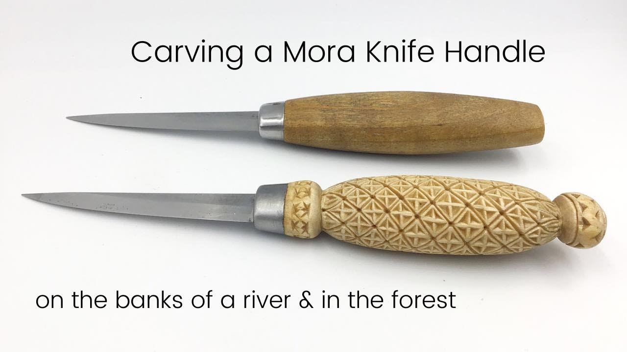 Carving a Mora Knife Handle on the banks of the River Cothi and in the Brechfa Forest.