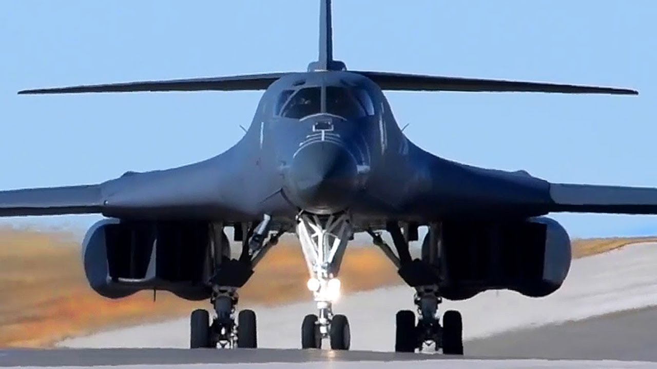 USAF 28th Bomb Wing B-1B Lancer Bombers Return From Bomber Task Force Mission To Ellsworth AFB, SD