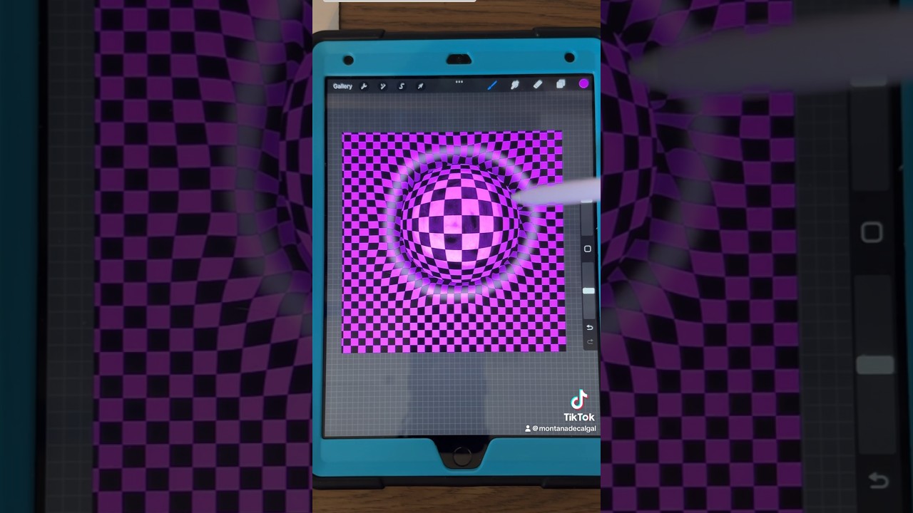Easy optical illusion, using procreate, digital art app, and my custom checkerboard brush #digital