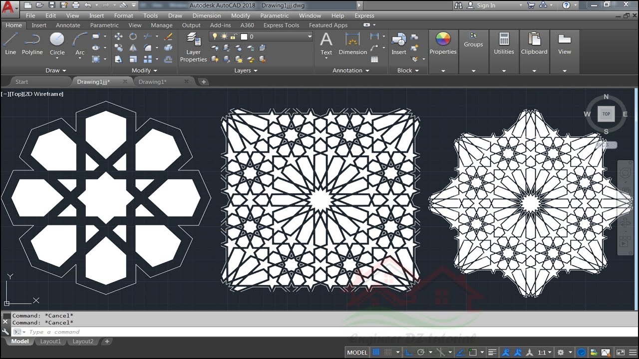 شرح عمل زخارف إسلامية على برنامج الأتوكاد (Draw an Islamic geometric patterns in AutoCAD)