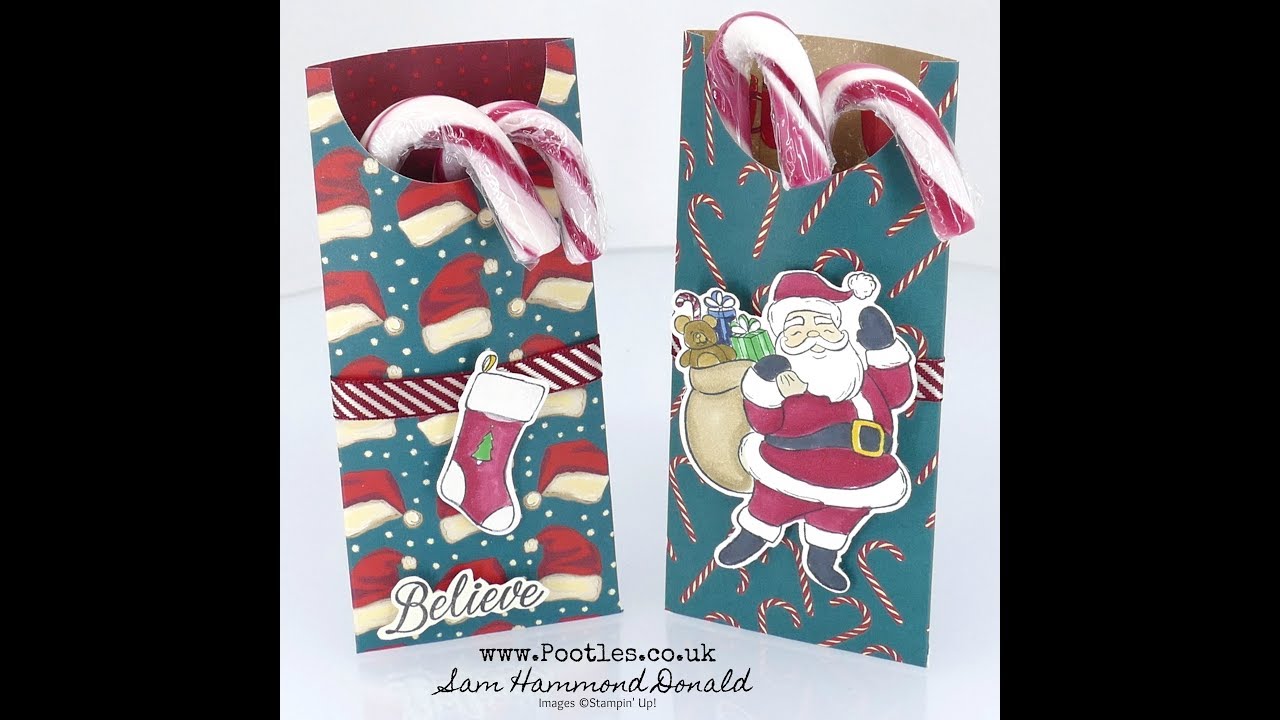 Stampin' Up! Night Before Candy Cane Jolly Holly Pouch Tutorial