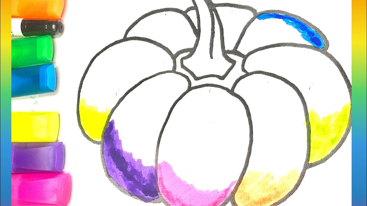 How to color a vegetable pumpkin /Rainbow ABC Art Kids!  