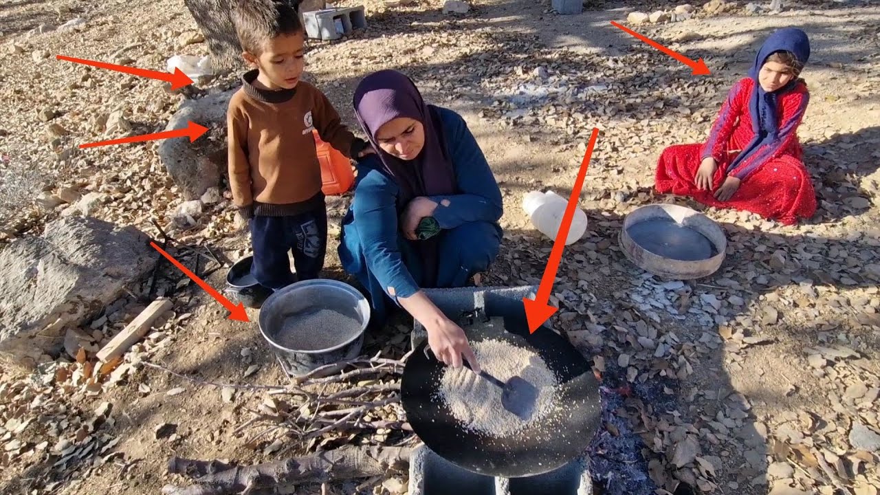 Building a hut to cope with the winter cold and preparing food for a father suffering from addiction