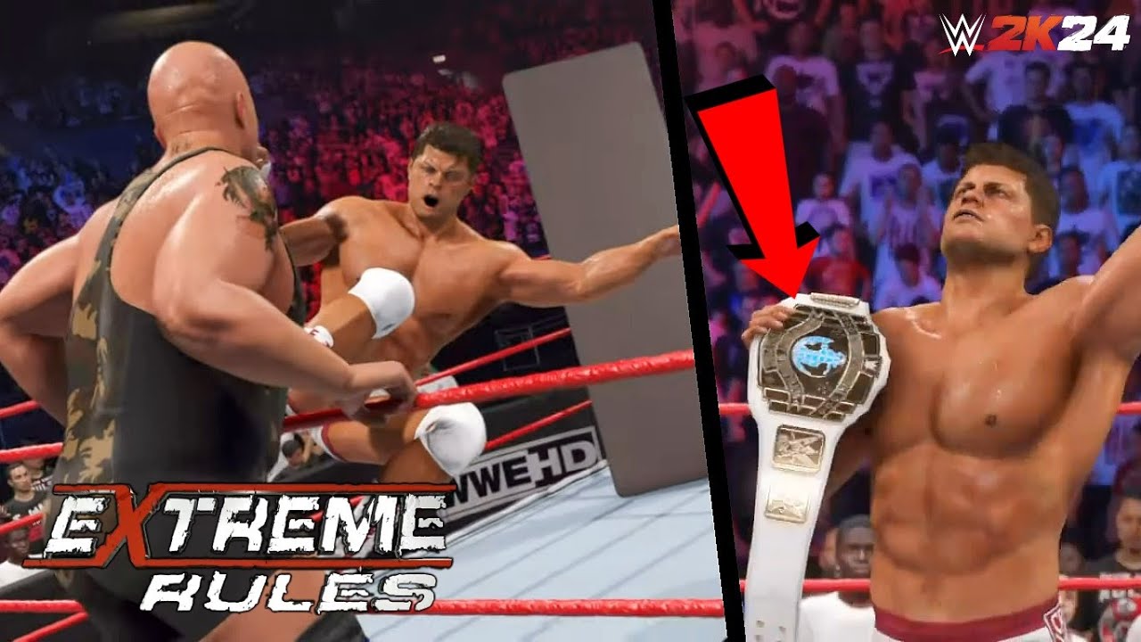 WWE 2K24 SIMULATION: Cody Rhodes vs Big Show Tables match | Extreme Rules 2012 Highlights