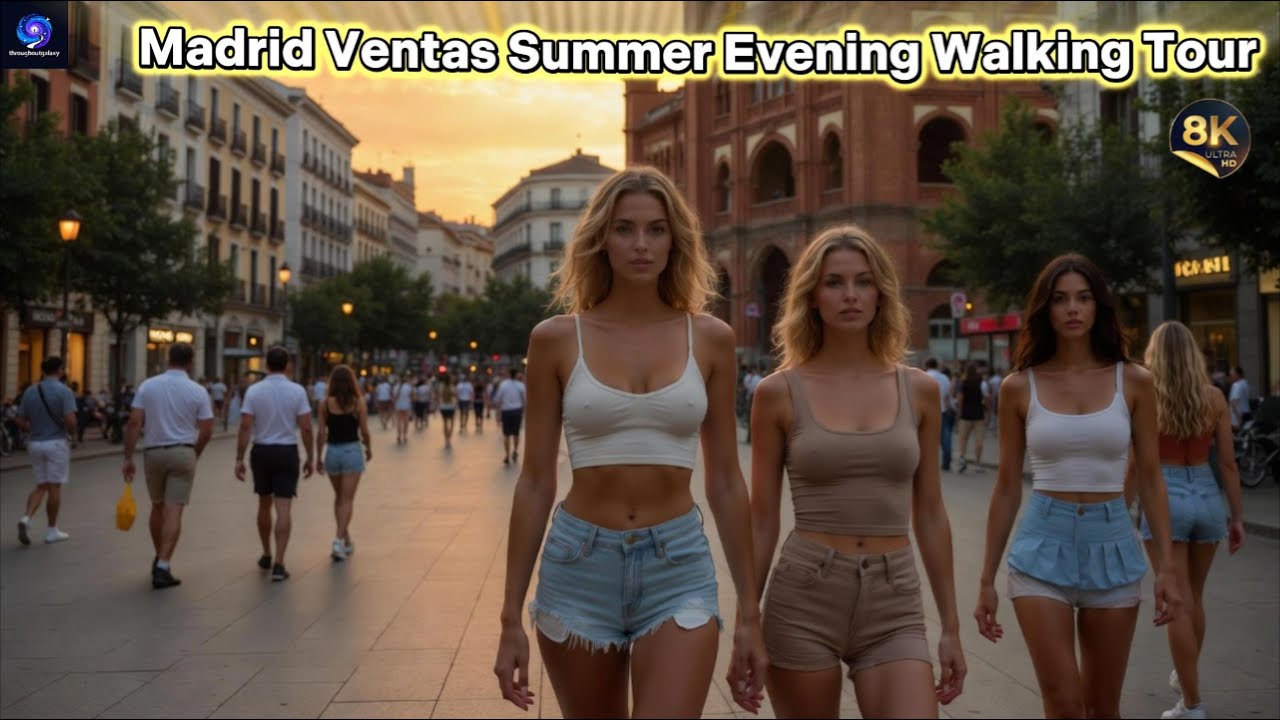 Madrid Ventas Summer Evening Walking Tour 🇪🇸 | 8K Silent Walking Tour | ThroughoutGalaxy