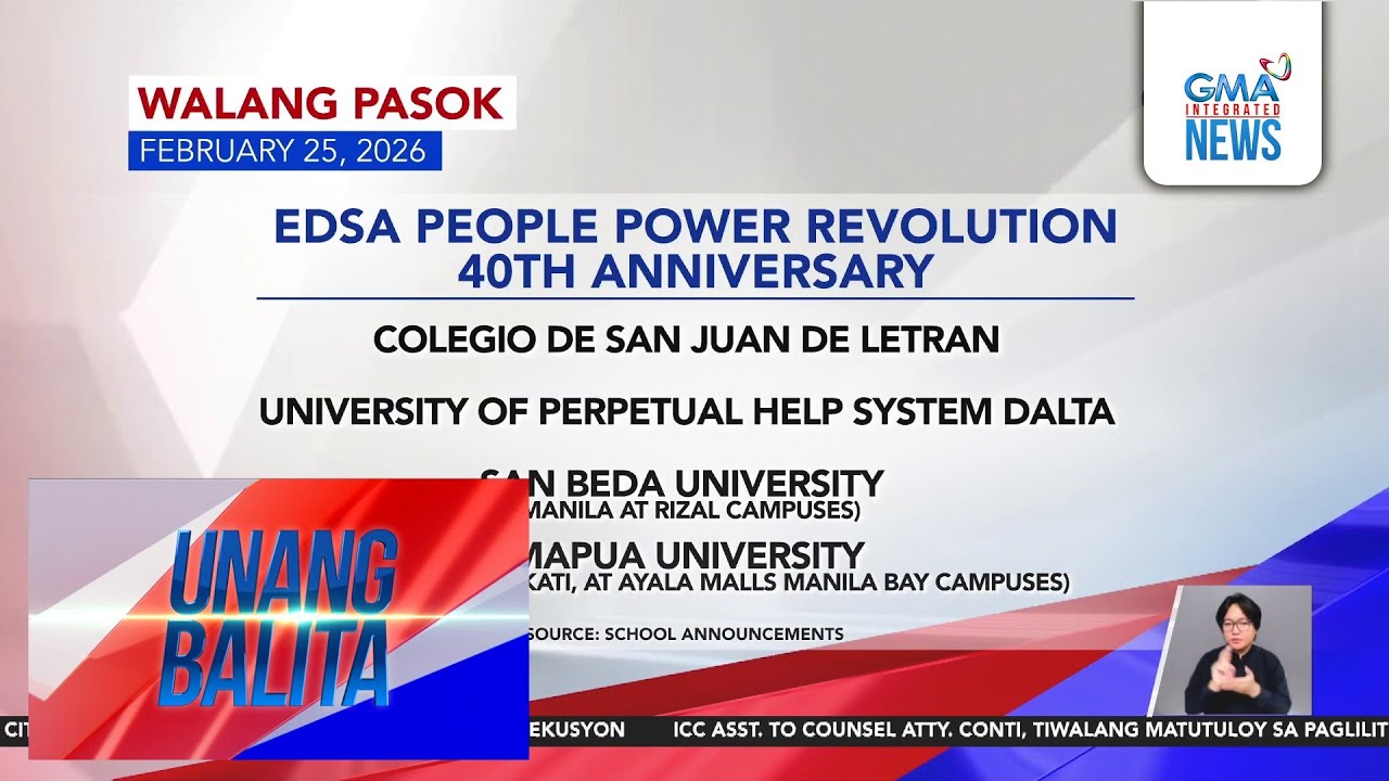 Walang pasok - EDSA People Power Revolution 40th anniversary (February 25, 2026) | Unang Hirit