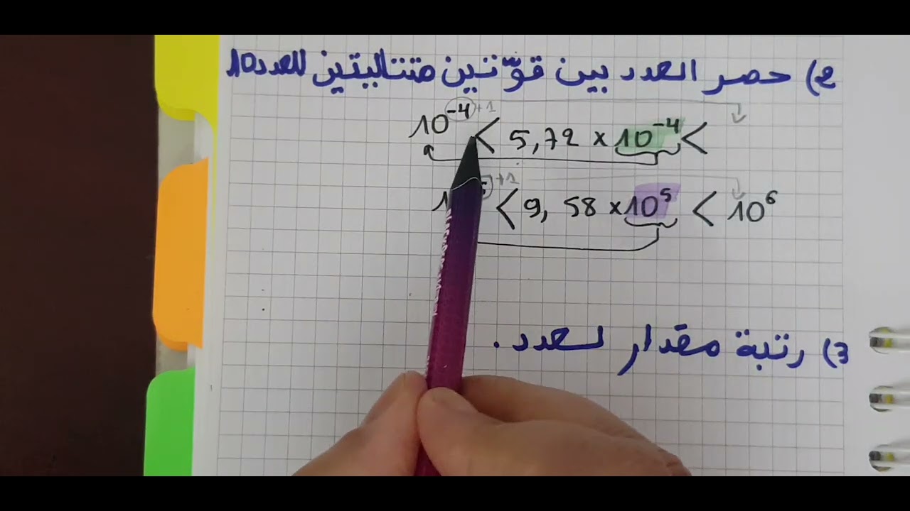 الكتابة العلمية + الحصر + رتبة مقدار رياضيات الثالثة متوسط