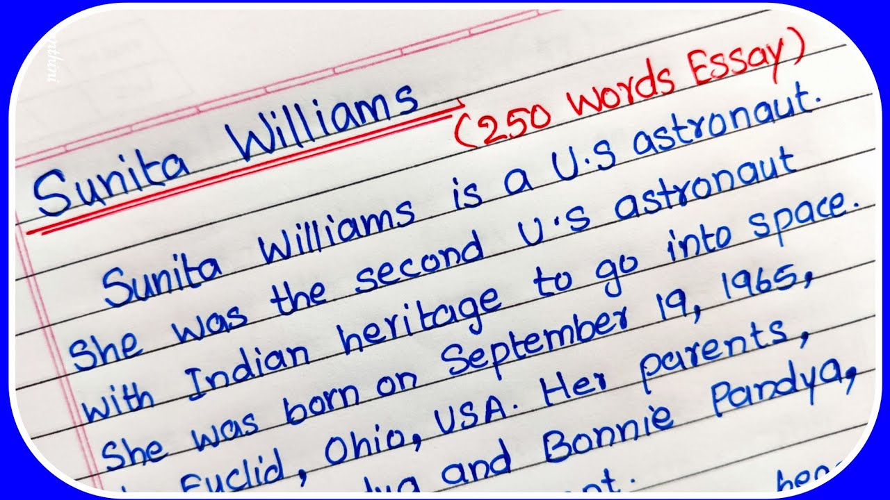 Sunita Williams Essay in English| Essay on Sunita Williams  | Essay Writing About Sunita Williams