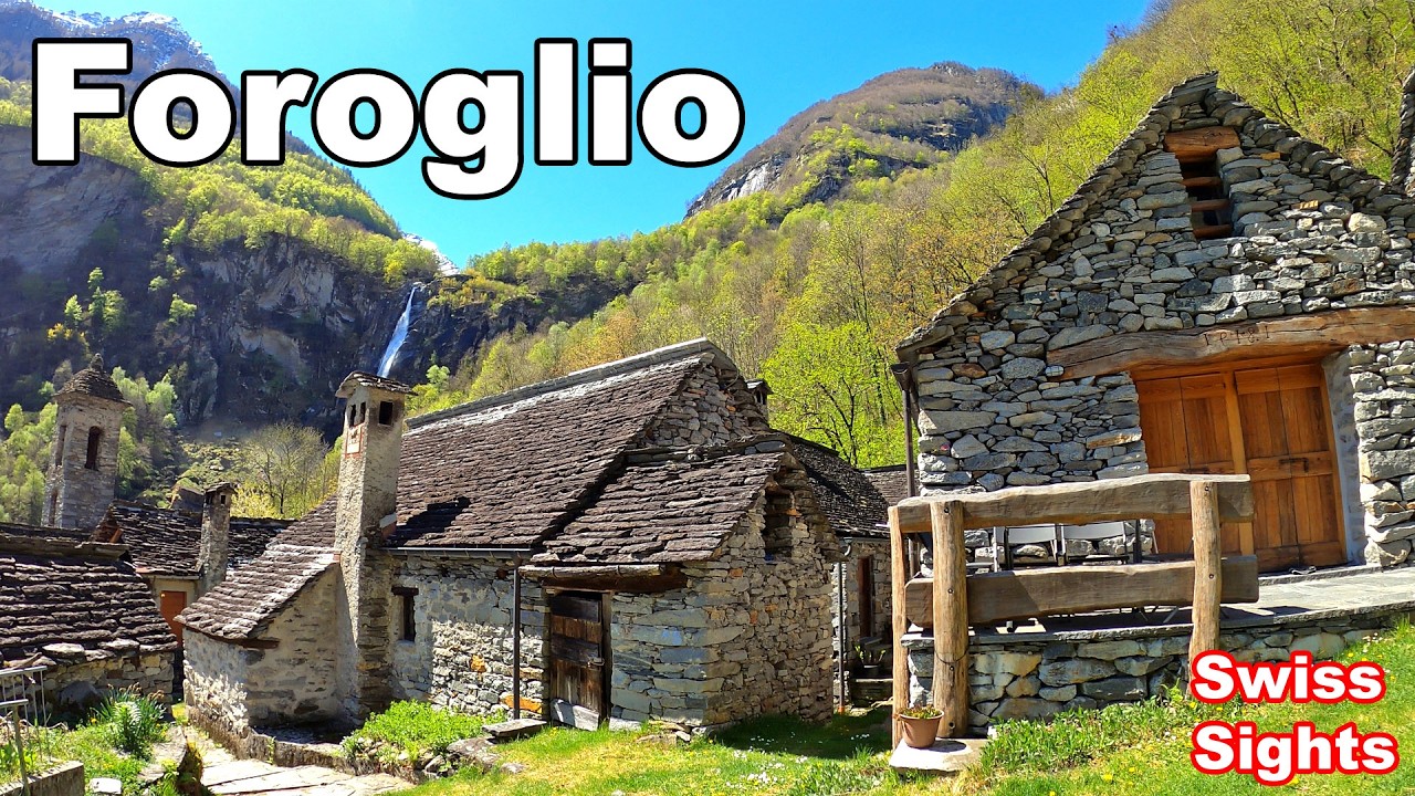 Foroglio Waterfall Village Ticino Switzerland 4K