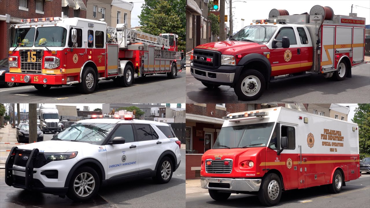 Large Response to All Hands Oil Refinery Fire - Fire Trucks Responding
