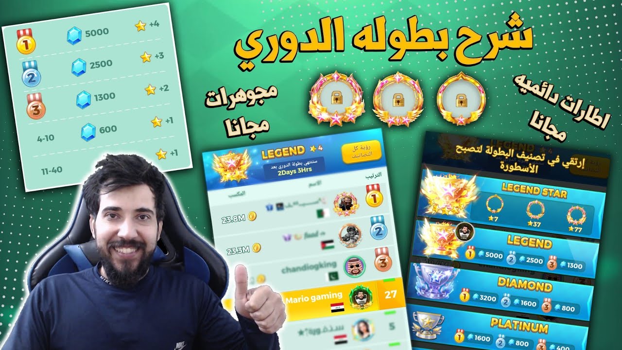 شرح بطوله الدوري وكيفه الحصول على مجوهرات مجانا واطارات متحركه دائميه مجانا يلا لودو !!؟