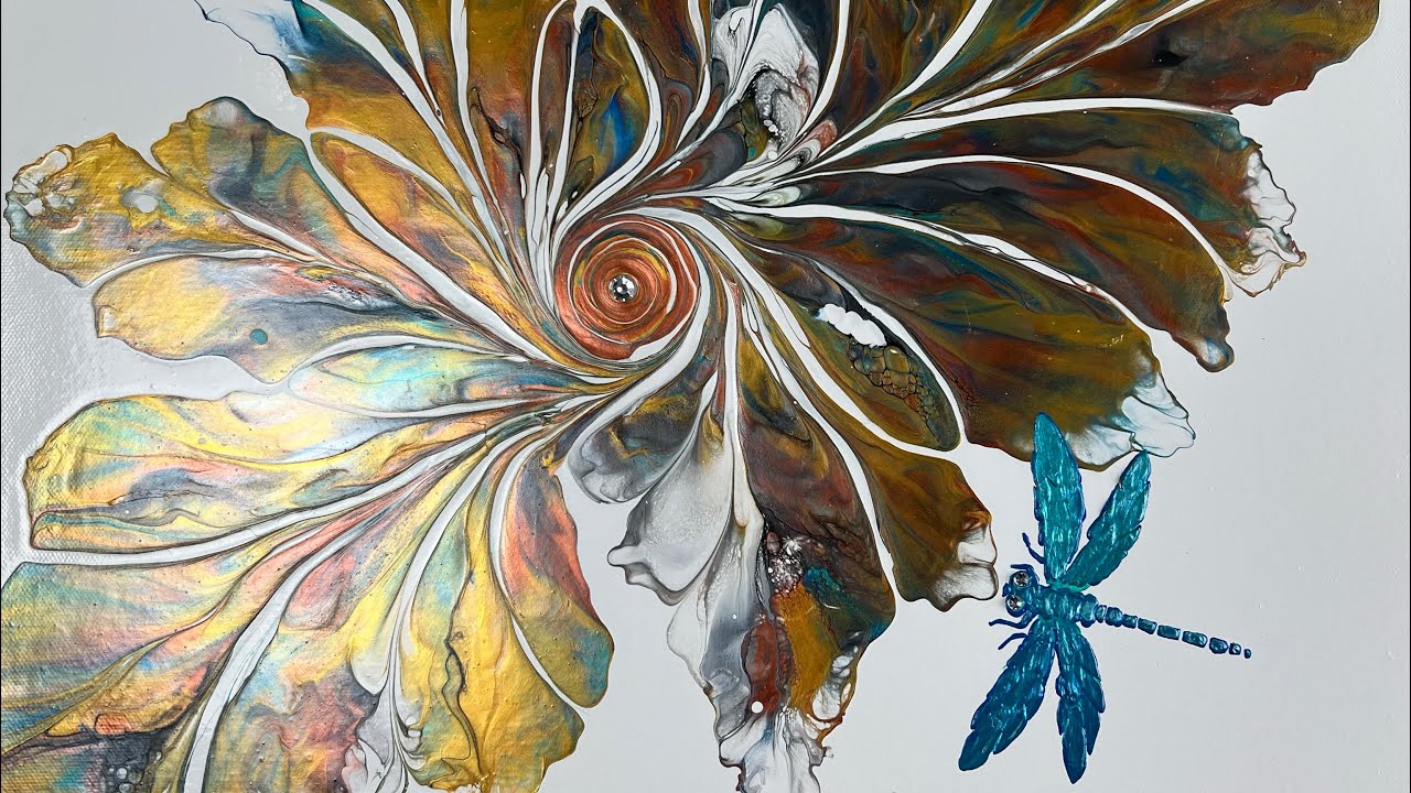 Wow!!!😍 New Botanical pour with gorgeous fall colors / acrylic pour / fluid acrylics