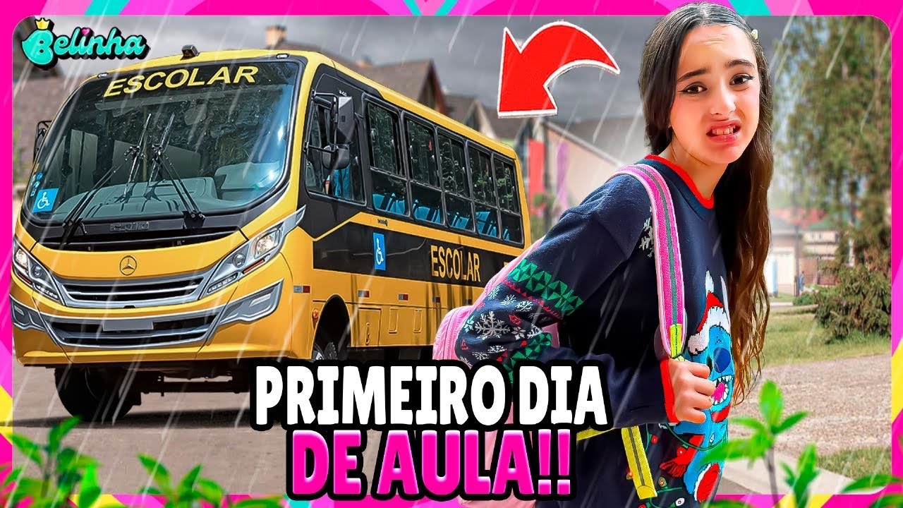 ROTINA DO MEU PRIMEIRO DIA DE AULA (CHOVEU MUITO E A BELINHA SE MOLHOU) - CANAL DA BELINHA