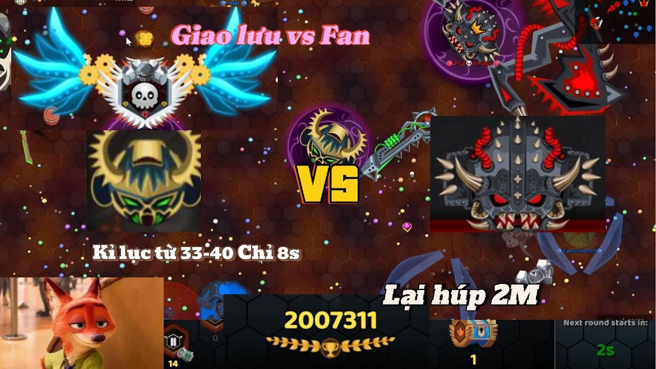 Evowars.io Kỉ lục 33-40 vs 8S !! 33 VS Mega V.Lấy 2M trên một trận đấu vô cùng kịch giao lưu vs Fan.