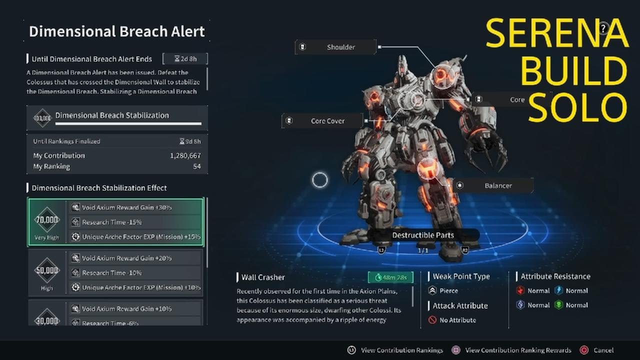 Wall Crasher, Solo, Serena Build, Excava Build, 4:28 - The First Descendant