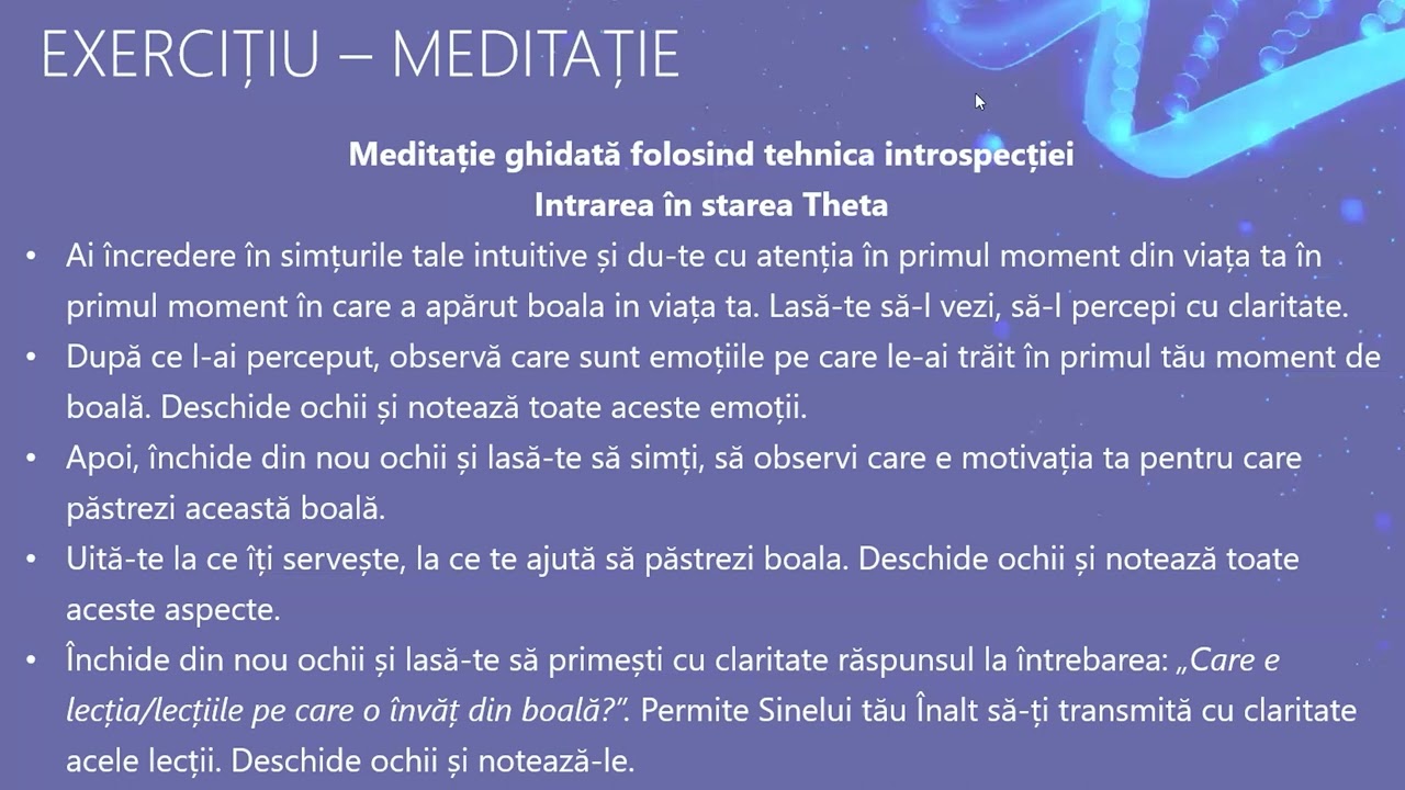 Meditatie de introspectie si vindecare folosind tehnica ThetaHealing